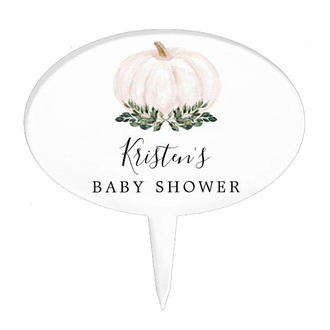 Greenery Rustic Little Pumpkin Baby Shower  Cake Topper (Front)
