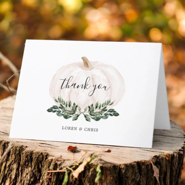 Greenery Rustic Little Pumpkin Folded Thank You (Creator Uploaded)