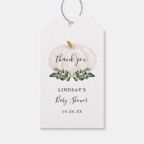 Greenery Rustic Little Pumpkin Thank You  Gift Tags