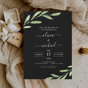Greenery Rustic Simple Elegant Wedding Invitation