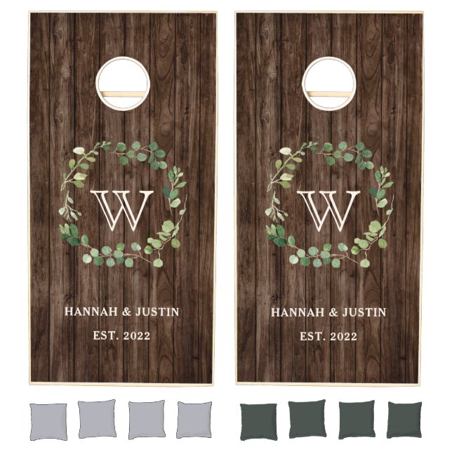 Greenery Rustic Wedding Party Game Cornhole Set (Set)