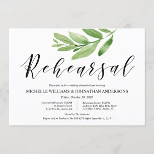 Greenery Rustic Wedding Rehearsal and Dinner Invitation