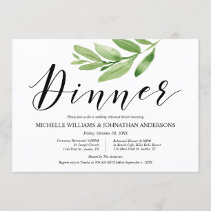 Greenery Rustic Wedding Rehearsal and Dinner Invitation