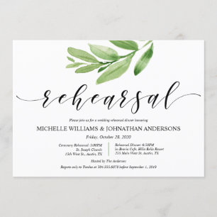 Greenery Rustic Wedding Rehearsal and Dinner Invitation