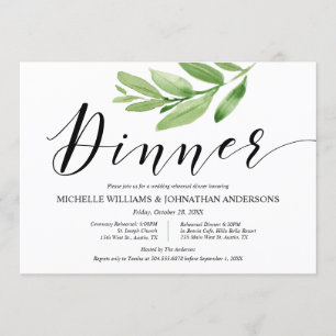 Greenery Rustic Wedding Rehearsal and Dinner Invitation