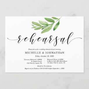Greenery Rustic Wedding Rehearsal and Dinner Invitation