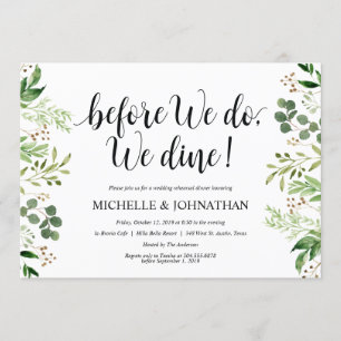 Greenery Rustic Wedding Rehearsal Dinner Invites