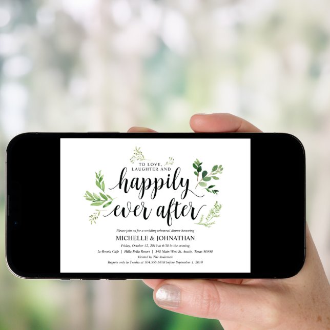 Greenery rustic Wedding Rehearsal Dinner Invites (Front Digital)