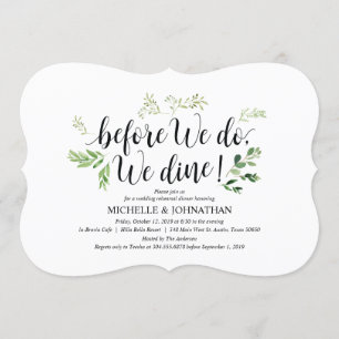 Greenery rustic Wedding Rehearsal Dinner Invites