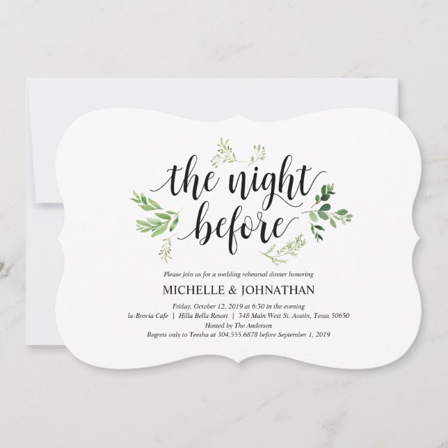 Greenery rustic Wedding Rehearsal Dinner Invites (Front)