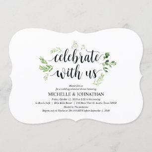 Greenery rustic Wedding Rehearsal Dinner Invites