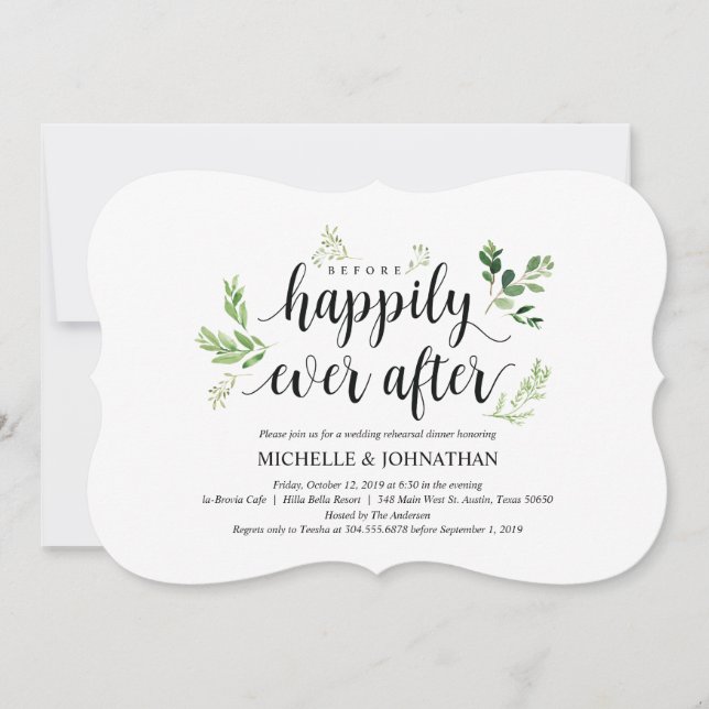 Greenery rustic Wedding Rehearsal Dinner Invites (Front)