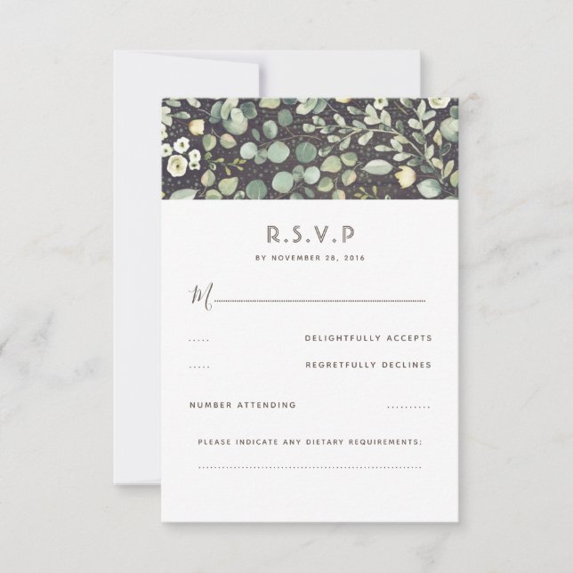 Greenery Rustic Wedding RSVP (Front)
