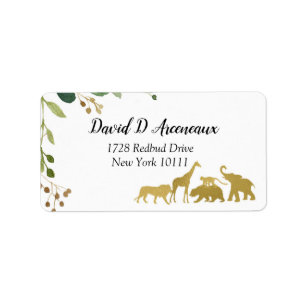 Greenery Safari Animal Address Label