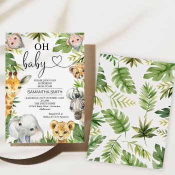 Greenery Safari Animals Baby Shower  Invitation by figtreedesign at Zazzle