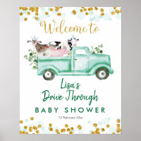 Greenery Safari Drive by Baby Shower Welcome Sign