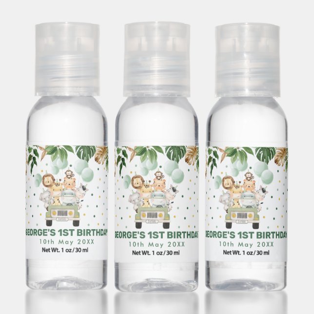 Greenery Safari Jungle Animals Baby Birthday Favor Hand Sanitizer (Set)