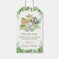 Greenery Safari Jungle Animals Baby Shower  Gift Tags