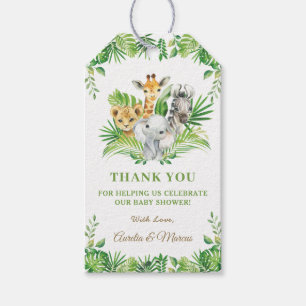 Greenery Safari Jungle Animals Baby Shower Gift Tags