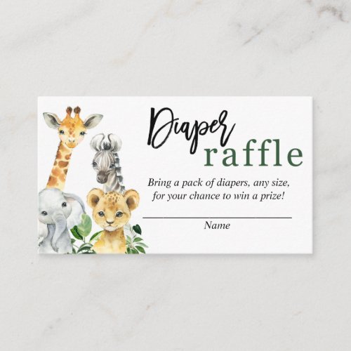  Greenery Safari Jungle Animals Diaper Raffle Card