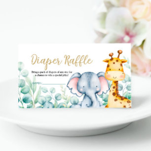 Greenery Safari Jungle Animals Diaper Raffle Card