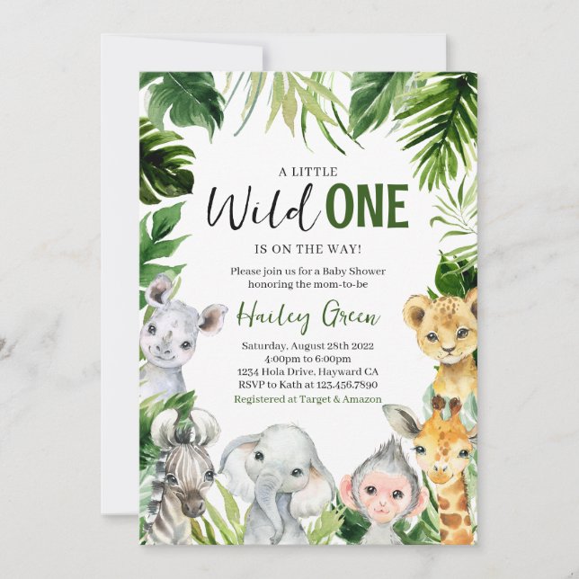 Greenery Safari Jungle Baby Shower Invitation (Front)