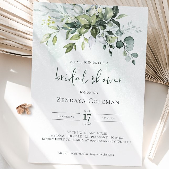Greenery Sage Green Bridal Shower Invitation (Creator Uploaded)
