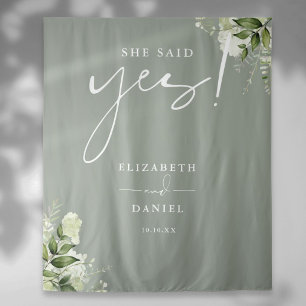 Greenery Sage Green Engagement Party Backdrop