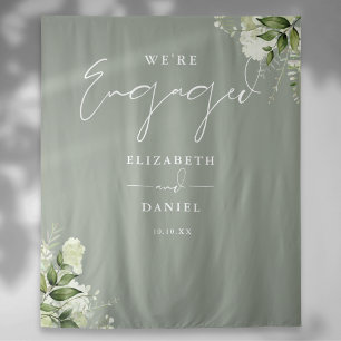 Greenery Sage Green Engagement Party Backdrop