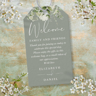 Greenery Sage Green Favor Welcome Basket Bag Gift Tags