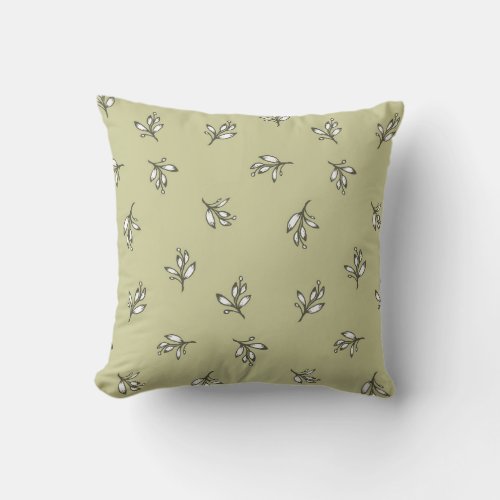 Greenery sage green rustic floral  throw pillow