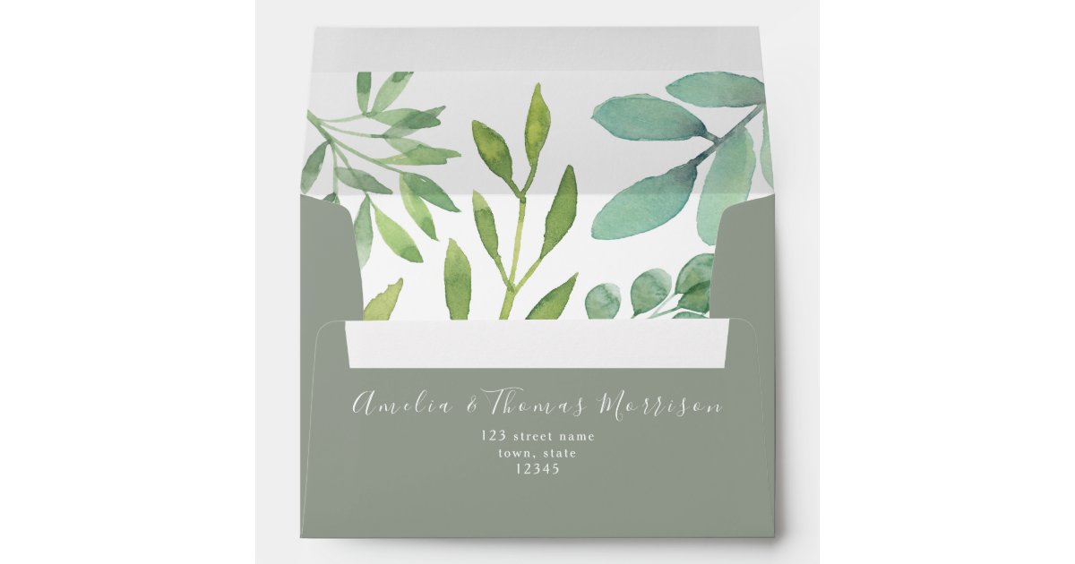 Solid Sage Green Succulents Wedding 5x7 Envelope  Succulent wedding,  Custom envelopes, 5x7 envelopes