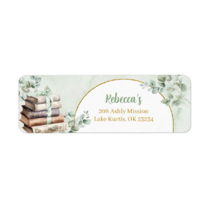Greenery Sage Storybook Baby Shower Address Label