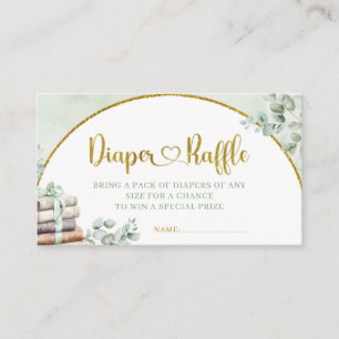 Greenery Sage Storybook Baby Shower Diaper Raffle Enclosure Card