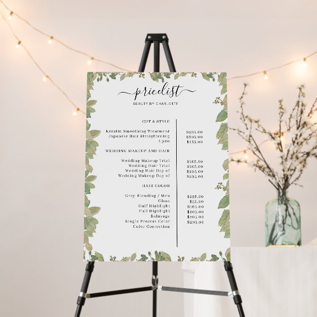 Greenery Salon Price List  Foam Board (In Situ (Stand))