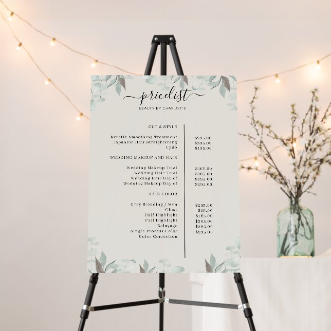 Greenery Salon Price List Foam Board (In Situ (Stand))
