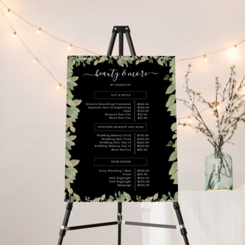 Greenery Salon Price List  Foam Board