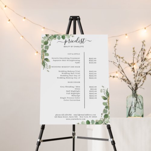 Greenery Salon Price List  Foam Board