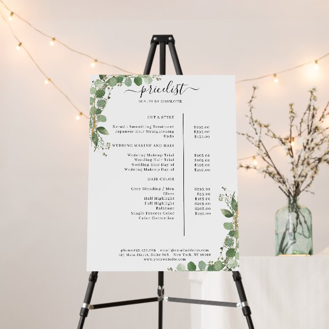 Greenery Salon Price List  Foam Board (In Situ (Stand))