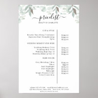 Greenery Salon Price List Poster