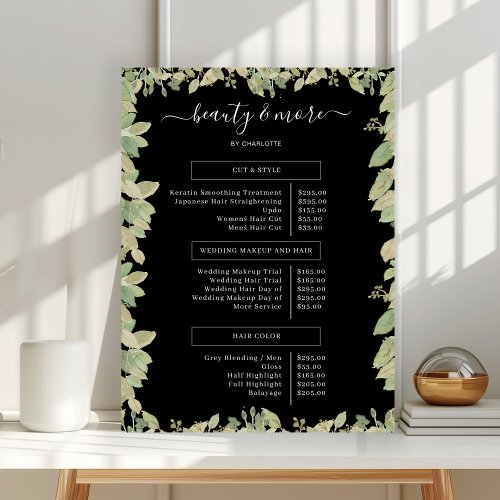 Greenery Salon Price List    Poster