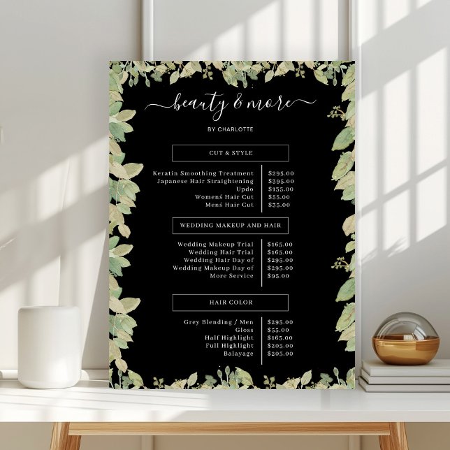 Greenery Salon Price List    Poster (Creator Uploaded)