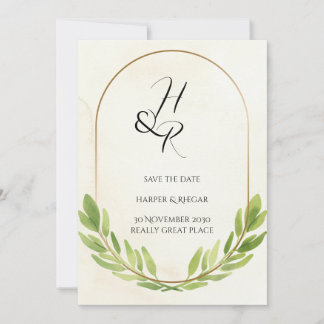 Greenery Save the Date Wedding Invitation Card