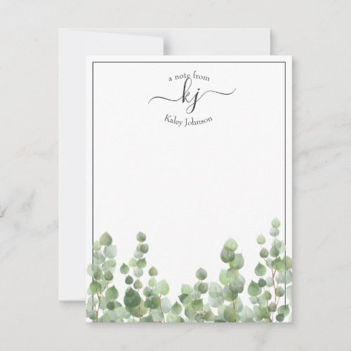 Greenery Script  From The Desk Of Note Card