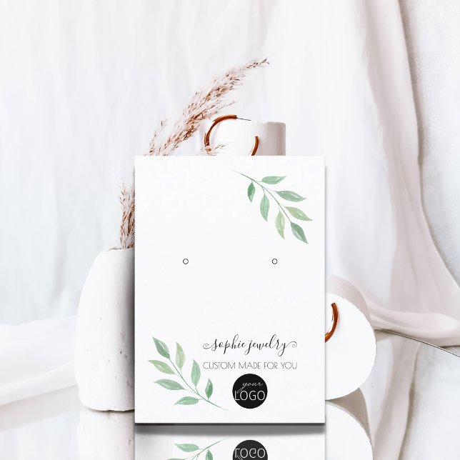 Greenery Script Jewelry Logo Earring Display Business Card (Creator Uploaded)