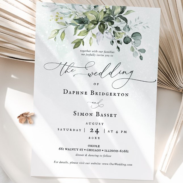 Greenery Script Minimalist Wedding Invitation (Creator Uploaded)
