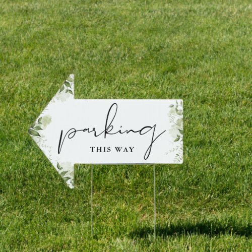 Greenery Script Parking This Way Arrow Sign