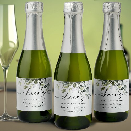 Greenery Script REESE Mini Sparkling Wine Label