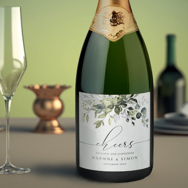 Greenery Script REESE Sparkling Wine Label (Creator Uploaded)