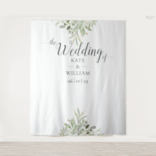 Greenery Script Wedding Photo Booth Backdrop